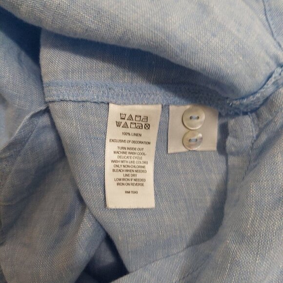 J Crew Flutter-Sleeve Linen Top Womens Sz S Navy Blue White Stripe V-Neck Beach - Picture 13 of 13